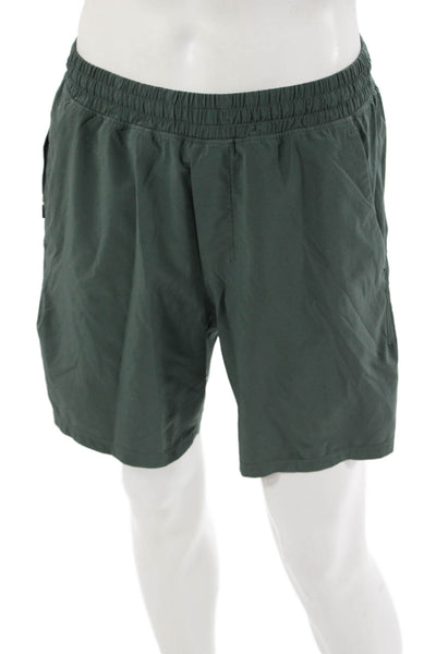 Lululemon Mens Sweat Shorts Green Nylon Blend Zip Solid Army Size S