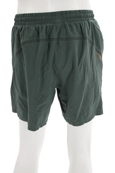 Lululemon Mens Sweat Shorts Green Nylon Blend Zip Solid Army Size S
