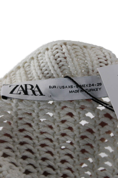 Zara Unisex Nautical Striped Crewneck Pullover Sweater Beige Long Sleeve Size S