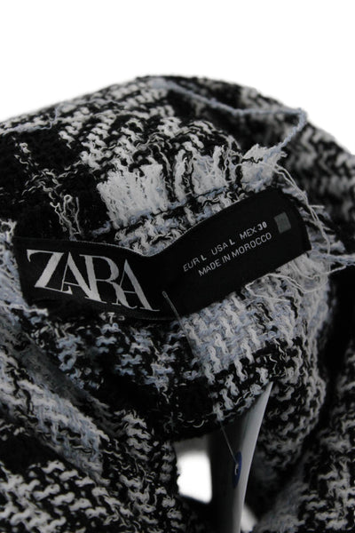 Zara Women Jacket Black Plaid Collared Button Long Sleeve 90s Size L