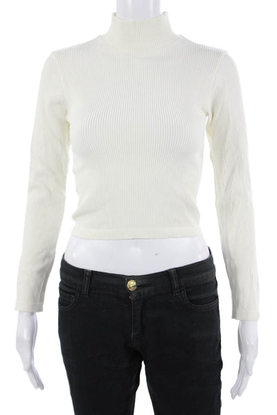 Zara Womens Basic Mock Neck Long Sleeve White Top Size L
