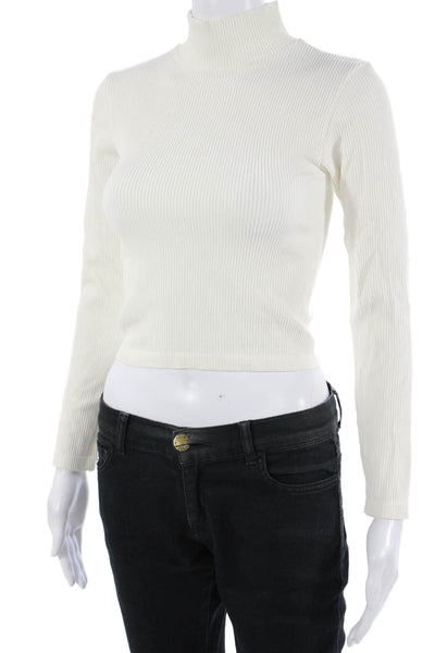 Zara Womens Basic Mock Neck Long Sleeve White Top Size L
