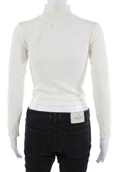 Zara Womens Basic Mock Neck Long Sleeve White Top Size L
