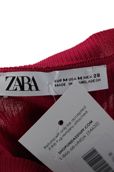 Zara Women Pink Basic Jersey Long Sleeve T-Shirt Size M