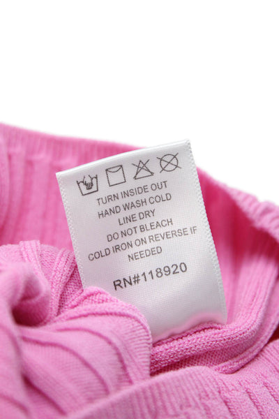Lucy Paris Women Pink Striped Basic Sleeveless Mock Neck Tank Size S