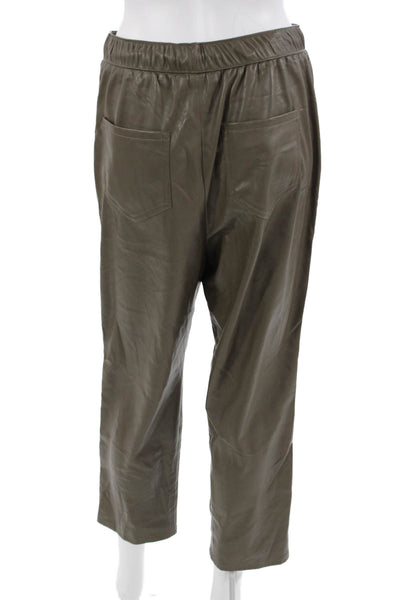 Zara Women Jogger Cropped Pants Brown Drawstring Solid Army Size S