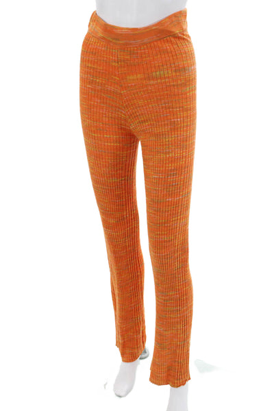 Zara Women Striped Orange Cotton Pants Fall Size S