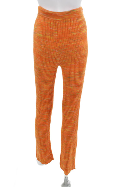 Zara Women Striped Orange Cotton Pants Fall Size S