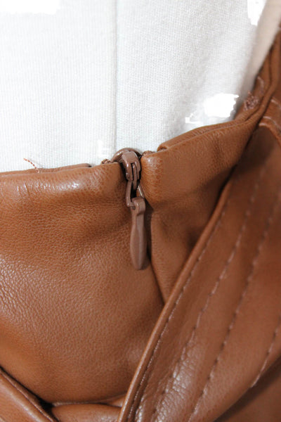 Zara Womens Pleated Mini Skirt Brown Polyurethane Size 5