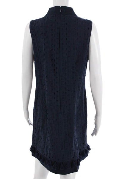 Eliza J Womens Dark Blue Cotton Sleeveless V-Neck Shift Dress Size 12