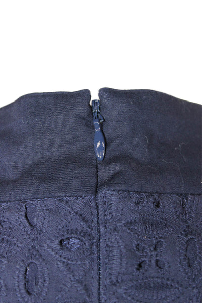 Eliza J Womens Dark Blue Cotton Sleeveless V-Neck Shift Dress Size 12