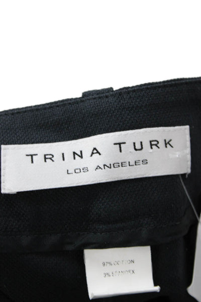 Trina Turk Womens Dress Pants Black Button 32in Inseam 97% Cotton Size 30