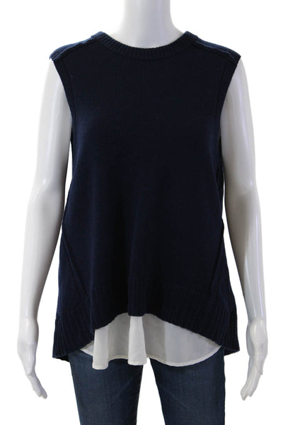 Brochu Walker Womens Pullover Vest Dark Blue Wool Cashmere Size L