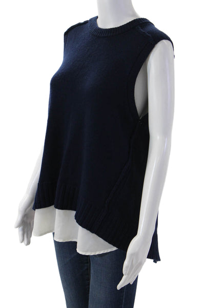 Brochu Walker Womens Pullover Vest Dark Blue Wool Cashmere Size L