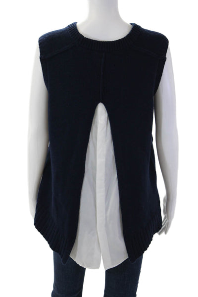 Brochu Walker Womens Pullover Vest Dark Blue Wool Cashmere Size L