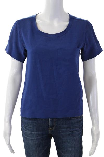 Rag & Bone Womens Basic Blue Short Sleeve Blouse Size XS