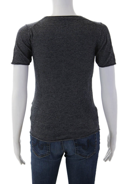 Zara Knit Women Black Striped Jersey Crew Neck Short Sleeve T-Shirt Size S