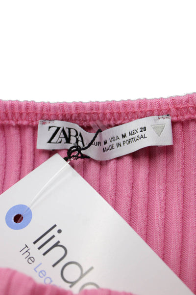 Zara Womens Pink Striped Tie Tank Sleeveless Cotton 90s Size M