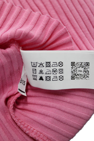 Zara Womens Pink Striped Tie Tank Sleeveless Cotton 90s Size M