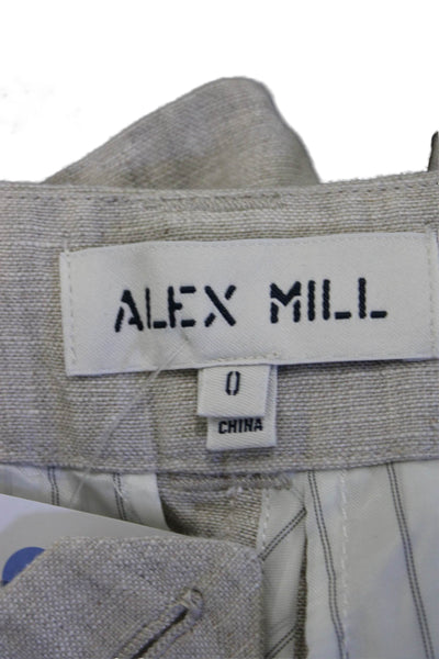 Alex Mill Unisex Beige Linen Chino Shorts Button Closure Size 0