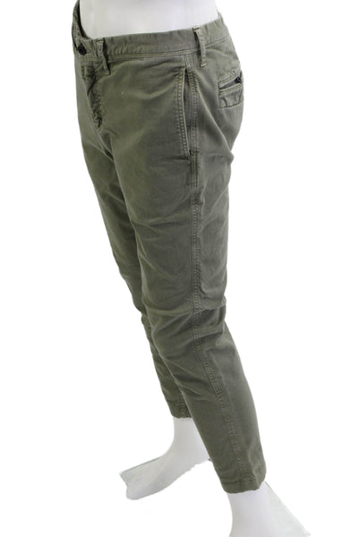 PRPS Mens Cropped Chino Pants Green Cotton Blend Size 32
