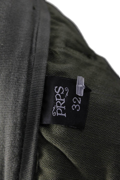 PRPS Mens Cropped Chino Pants Green Cotton Blend Size 32
