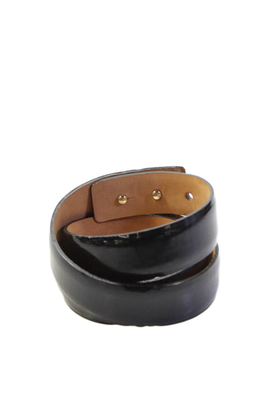 Wolford Womens Patent Leather No-Buckle Belt Solid Black Size L