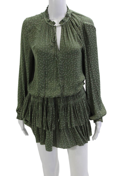 Current Air Womens Blouson Knee Length Green Dress Long Sleeve High Neck Size M