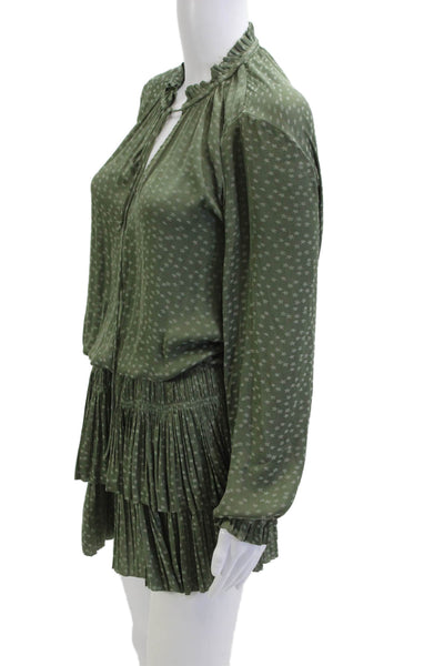 Current Air Womens Blouson Knee Length Green Dress Long Sleeve High Neck Size M