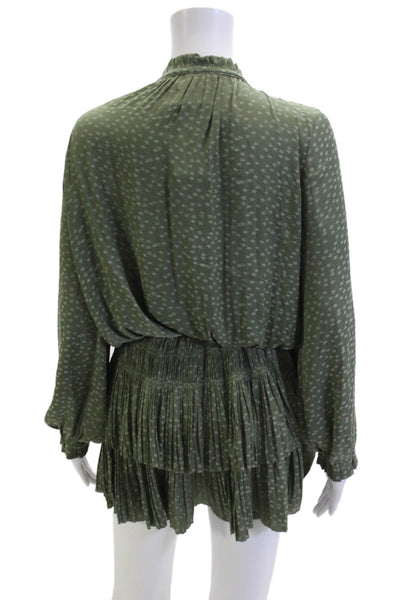 Current Air Womens Blouson Knee Length Green Dress Long Sleeve High Neck Size M