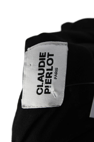 Claudie Pierlot Women Black Wrap Mini Dress Long Sleeve V-Neck Size 42