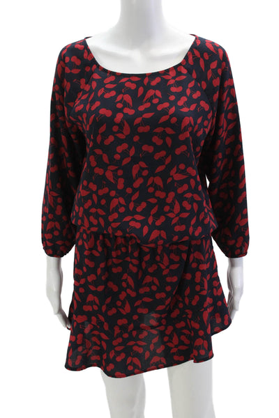 Joie Womens Blouson Mini Dress Dark Blue Round Neck 3/4 Sleeve Size S