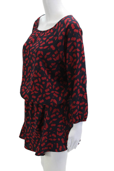 Joie Womens Blouson Mini Dress Dark Blue Round Neck 3/4 Sleeve Size S
