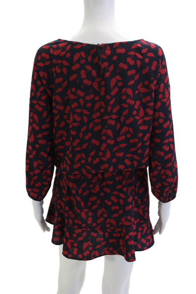 Joie Womens Blouson Mini Dress Dark Blue Round Neck 3/4 Sleeve Size S
