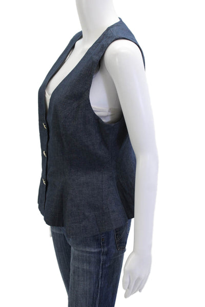 Zara Women Sleeveless V Neck Vest Dark Blue Size L