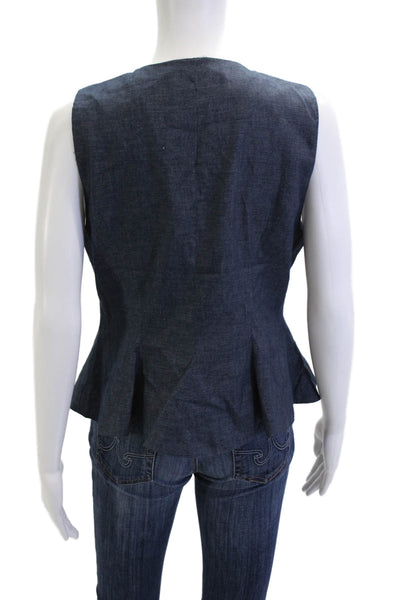 Zara Women Sleeveless V Neck Vest Dark Blue Size L