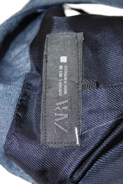 Zara Women Sleeveless V Neck Vest Dark Blue Size L