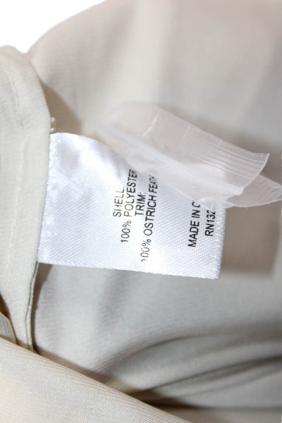 L'Academie Women Beige Collared Button Up Blouse Long Sleeve Polyester Size M