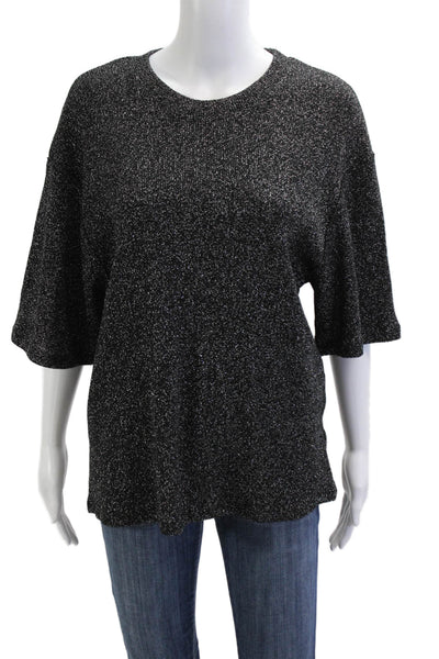 Zara Womens Basic Black T-Shirt Short Sleeve Crew Neck Size M