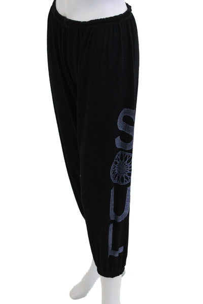 Soul Cycle Unisex Jogger Sweatpants Black Modal Blend Graphic Print Size L