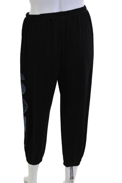 Soul Cycle Unisex Jogger Sweatpants Black Modal Blend Graphic Print Size L