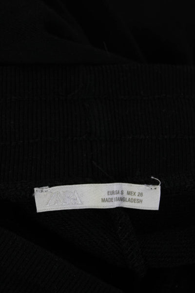 Zara Womens Sweatpants Black Cotton Elastane Drawstring Size S