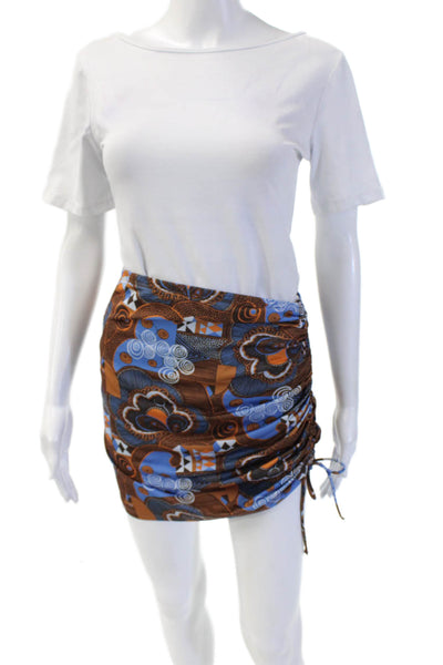 Zara Women Mini Geometric Polyester Short Skirt Blue Size S