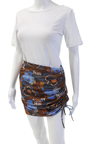 Zara Women Mini Geometric Polyester Short Skirt Blue Size S