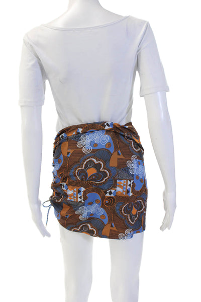 Zara Women Mini Geometric Polyester Short Skirt Blue Size S