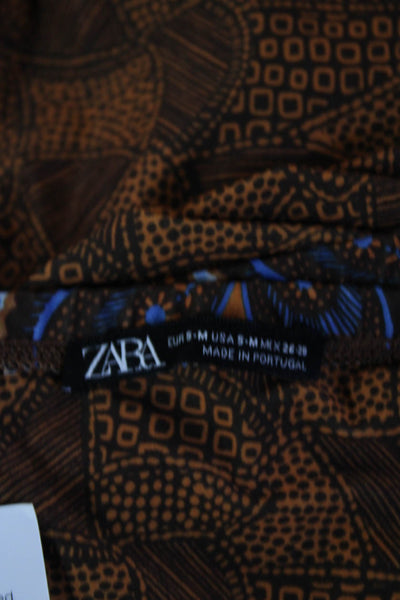 Zara Women Mini Geometric Polyester Short Skirt Blue Size S