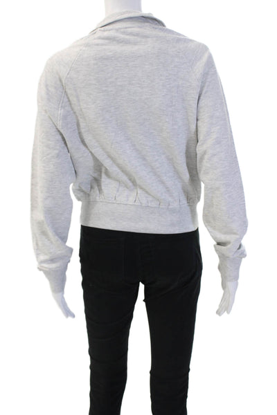 Zara Women Full-zip Sweatshirts Gray High Neck Zip Cotton Size M