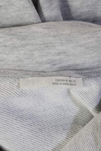 Zara Women Full-zip Sweatshirts Gray High Neck Zip Cotton Size M