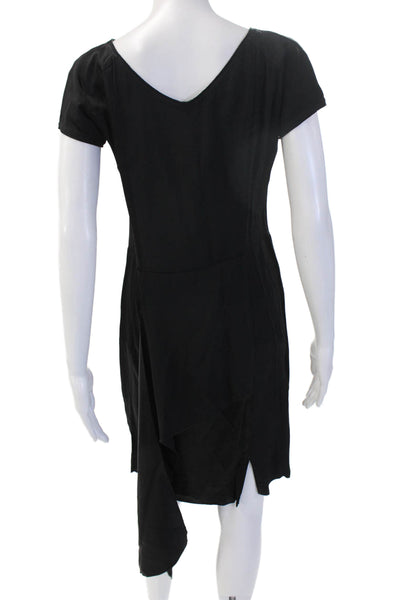 6267 Womens Sheath Shift Dress Black Short Sleeve Zip Size 42