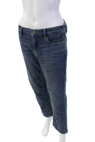 Frame Unisex Cropped Straight Jeans Dark Blue Mid Rise Button Size 29